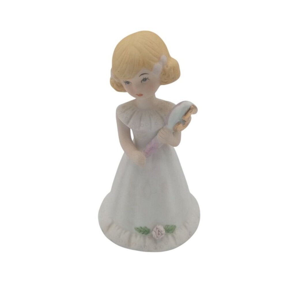 Growing Up Birthday Girls 5 Enesco 3.75" Celebration Blond Hair Blue Dress 1981